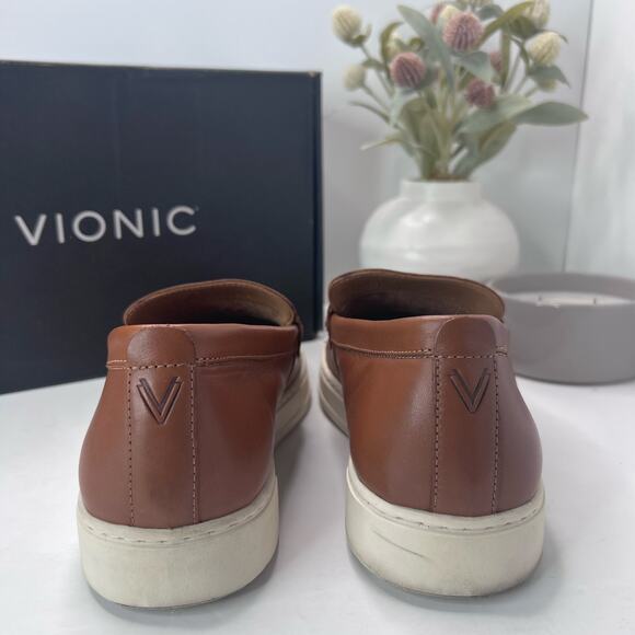 Vionic Thompson Slip-on Penny Loafers Casual Comfort Shoe Tan Men 9.5 Wide NWOB - Picture 4 of 10